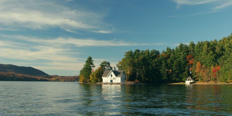 A remote property on a lake