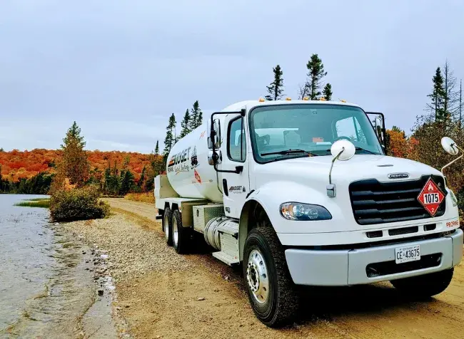 Budget Propane Delivery Truck. Budget Propane in Huntsville. Budget Propane in the Fall. Budget Propane Ontario serving Muskoka, Minden, Parry Sound, Midland, Honey Harbour.